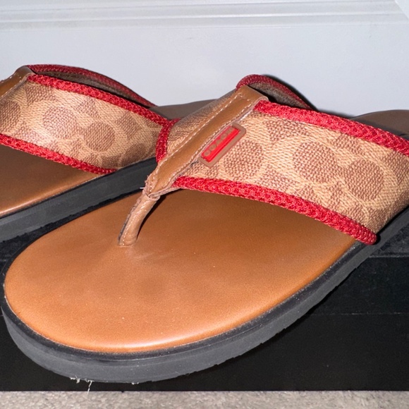 Coach signature Men's Flip Flop khaki/saddle size 13 - Picture 8 of 10